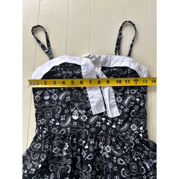Hell Bunny Skulls Goth Bandana Mini Dress Hot Topic Women's Size S Black White - Picture 3 of 5